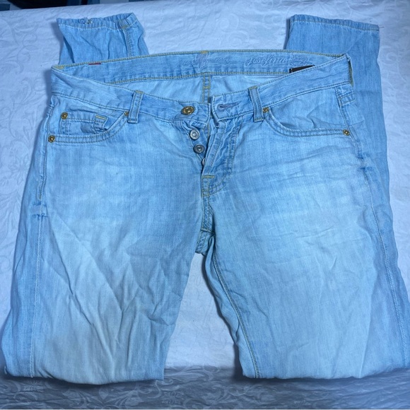 7 for All Mankind Lightweight Jeans LowRise Light Wash Josefina Skinny Boyfriend - Picture 13 of 15